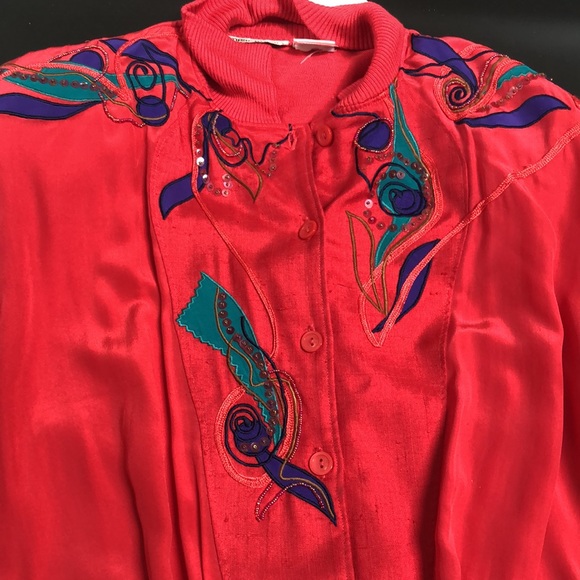 Vintage 80s Marc d’Alcy Pullover Sweater Beaded Sequin Top Shoulder Pads size M - Picture 7 of 10